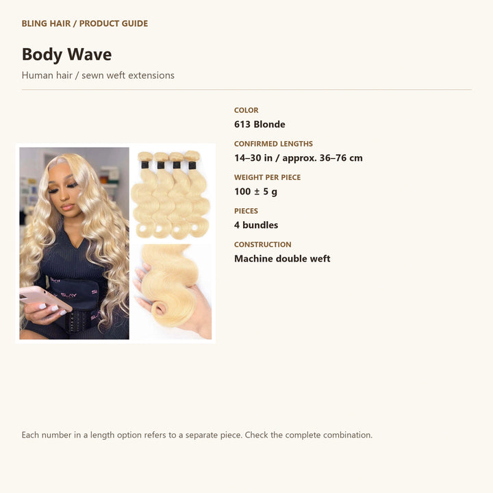 Human hair / sewn weft extensions — product specification guide