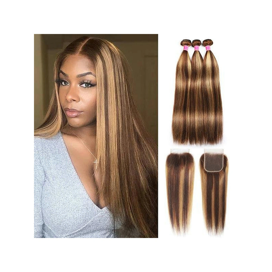Straight P4/27 brown with blonde highlights — main