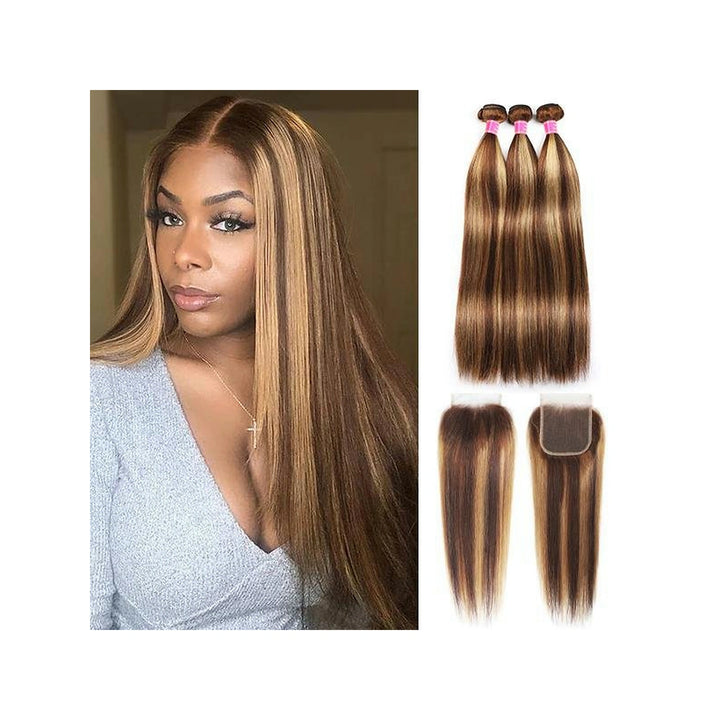 Straight P4/27 brown with blonde highlights — main