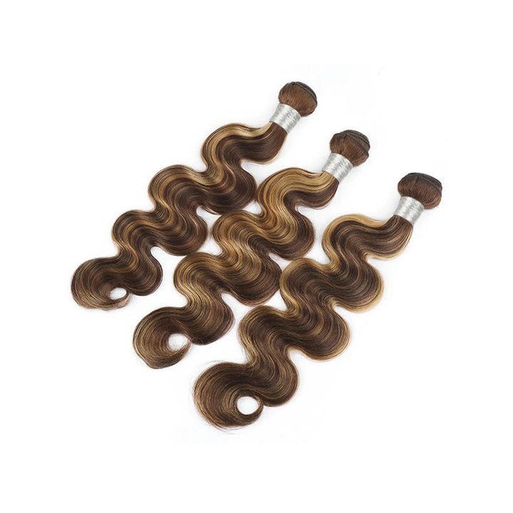 Straight / Body Wave P4/27 brown with blonde highlights — gallery 02