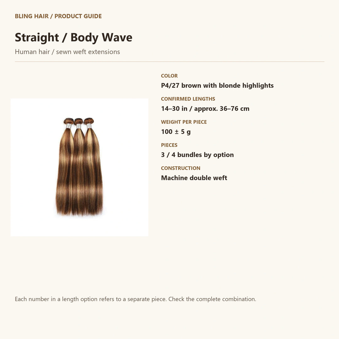 Human hair / sewn weft extensions — product specification guide