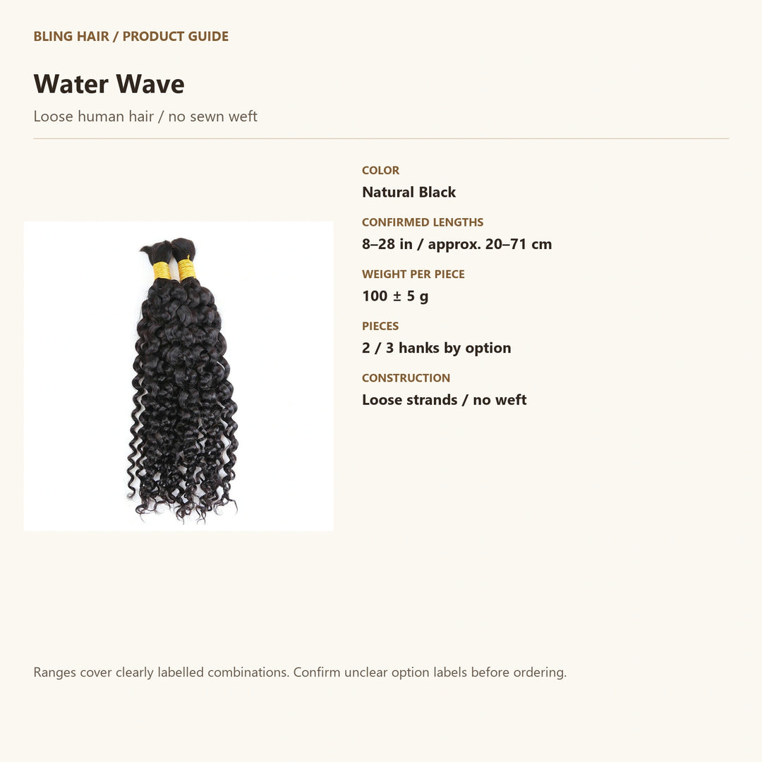 Loose human hair / no sewn weft — product specification guide