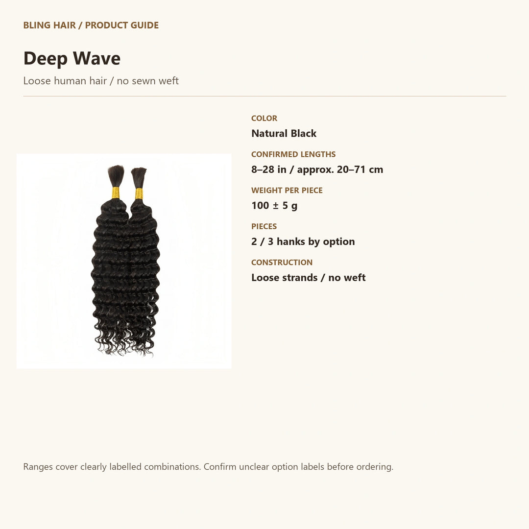Loose human hair / no sewn weft — product specification guide