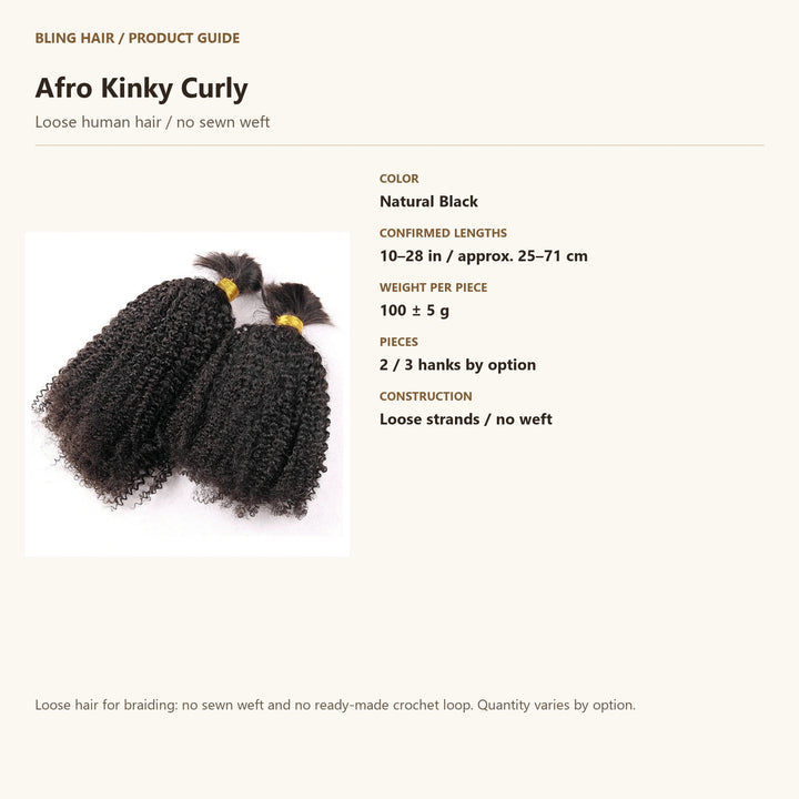 Loose human hair / no sewn weft — product specification guide