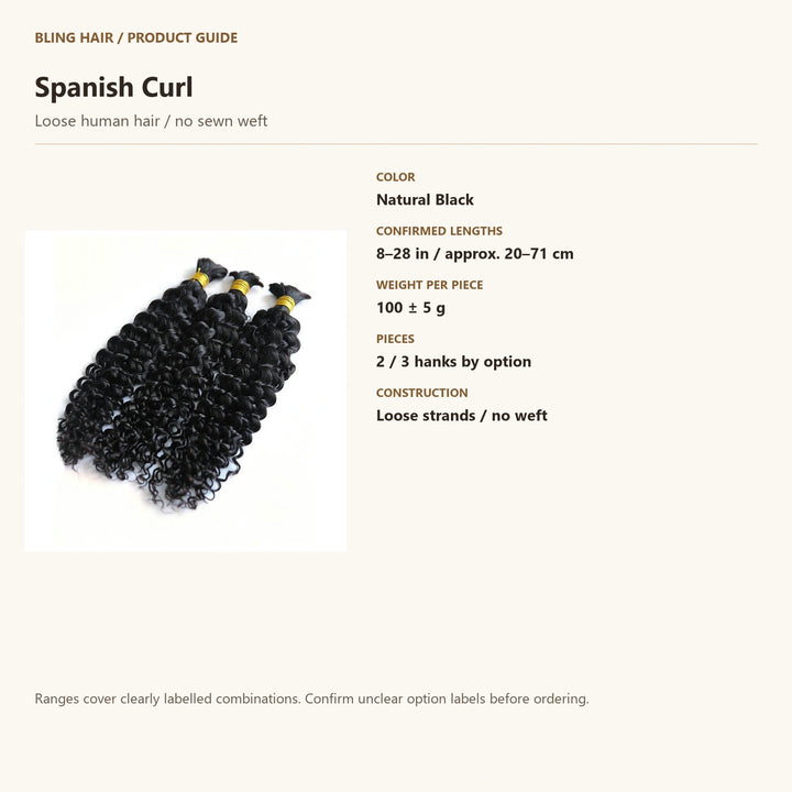 Loose human hair / no sewn weft — product specification guide