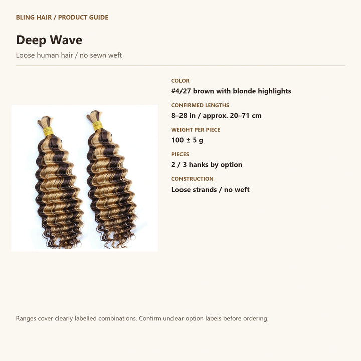Loose human hair / no sewn weft — product specification guide