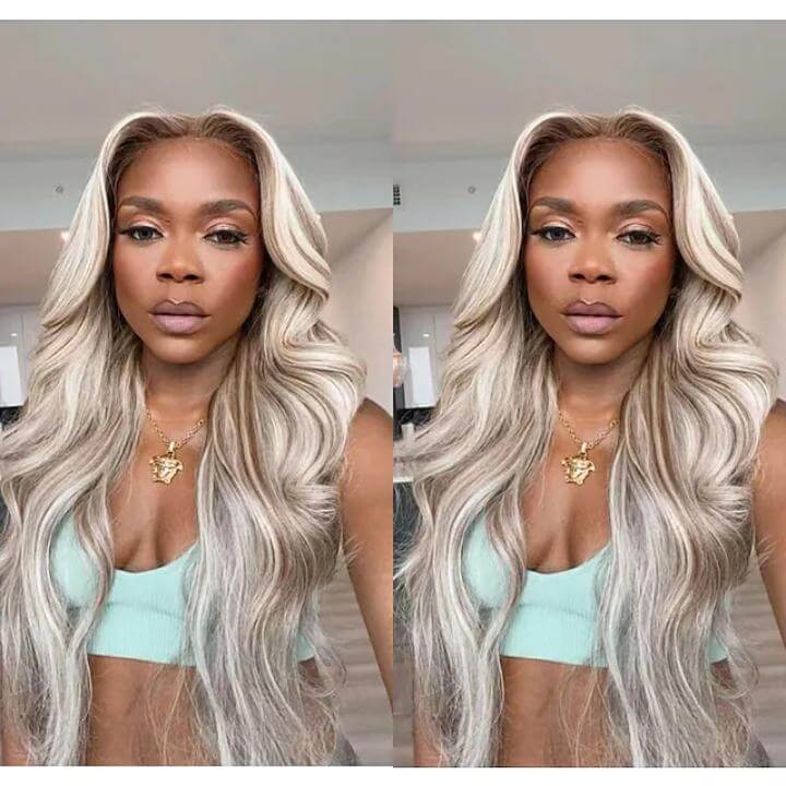 Highlight Brown Mix Blonde 613 Hair Body Wave 13x4 Lace Front Wig 4x4 Lace Closure Human Hair Wig