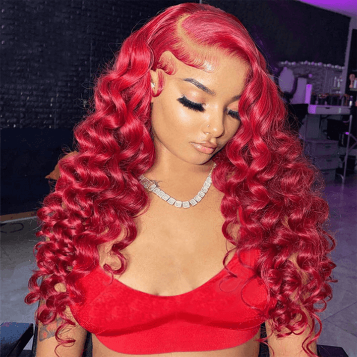 Burgundy Lace Front Wig 99J Red Wand Curly Human Hair Wigs Colored HD Transparent Preplucked Red Wine Hair Wig