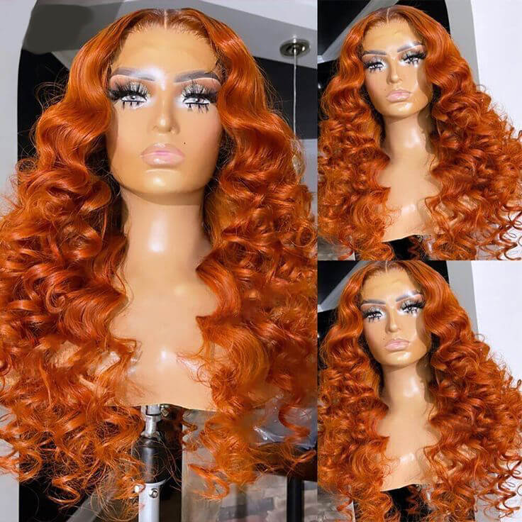 Ginger Loose Wave Wig Human Hair Front Pre-Plucked Color Wig
