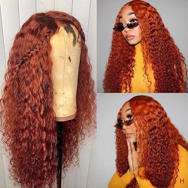 Ginger Orange Curly Lace Front Wigs Human Hair Pre-Plucked Color Wigs