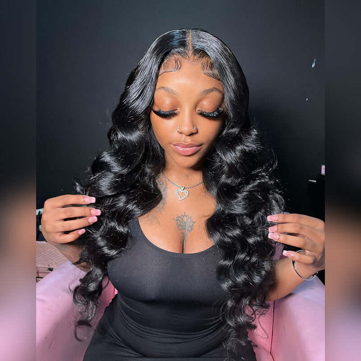 HD Lace Wigs Double Drawn Hair Loose Wave Virgin Hair Wig Melted Match All Skin