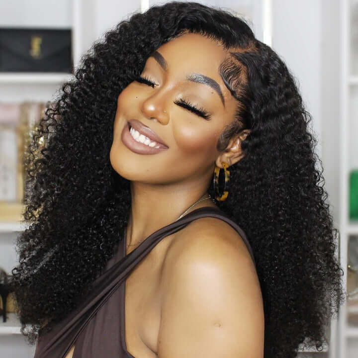 5X5 Kinky Curly Lace Wigs Human Hair for Black Women Pre Plucked with Baby Hair
