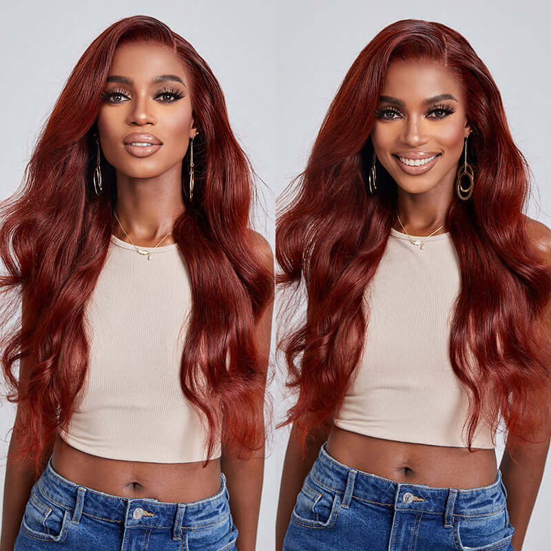 Reddish Brown Color Lace Wig Body Wave Virgin Human Hair Weekly Recommend
