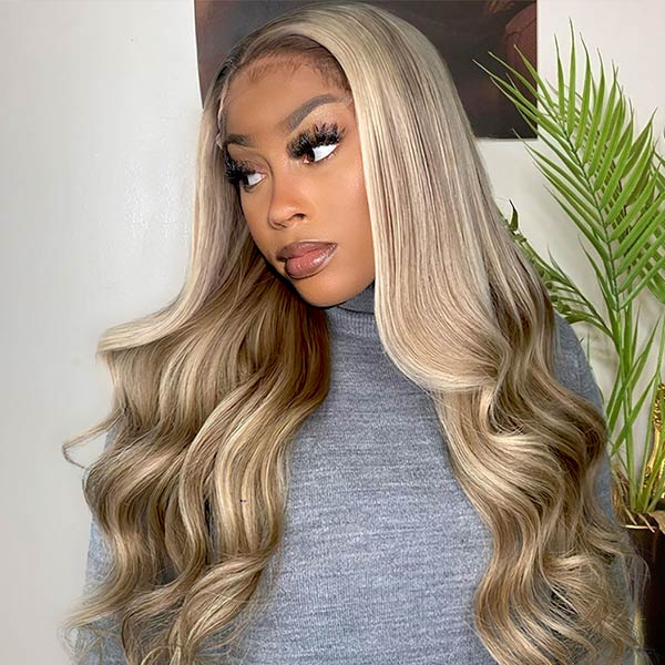 Wear & Go Body Wave Blonde Balayage on Brown Highlight Pre Cut 4x4 & 5x5 Transparent Lace Wigs