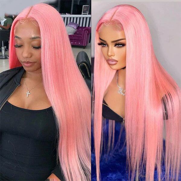 Light Pink Color Straight Lace Front Wig丨Halloween Sale