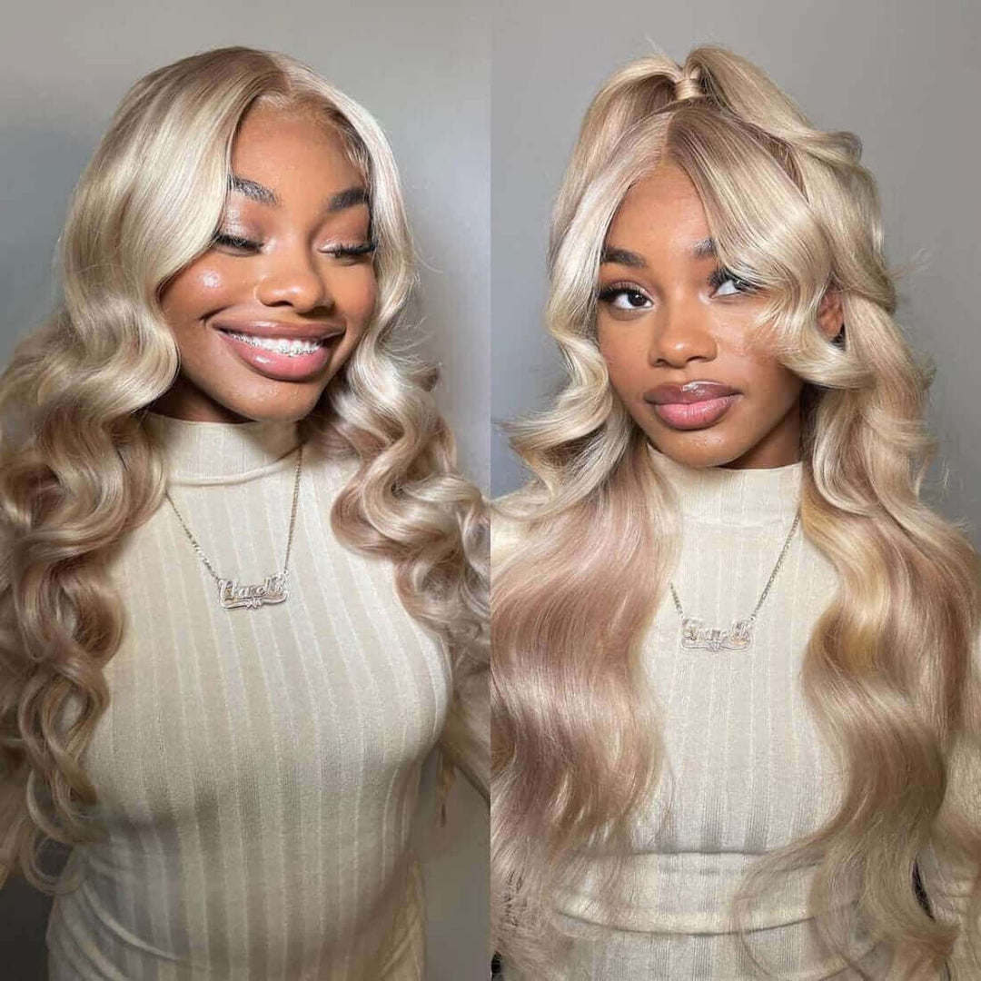 Perfect Flawless ash Blonde Straight Highlight Lace Frontal Wigs BlingHair
