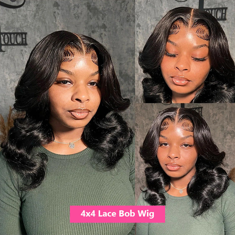 Brazilian Body Wave Wig 4*4 13*4 Transparent Lace Short Bob Wigs 100% Human Hair Wigs Blinghair