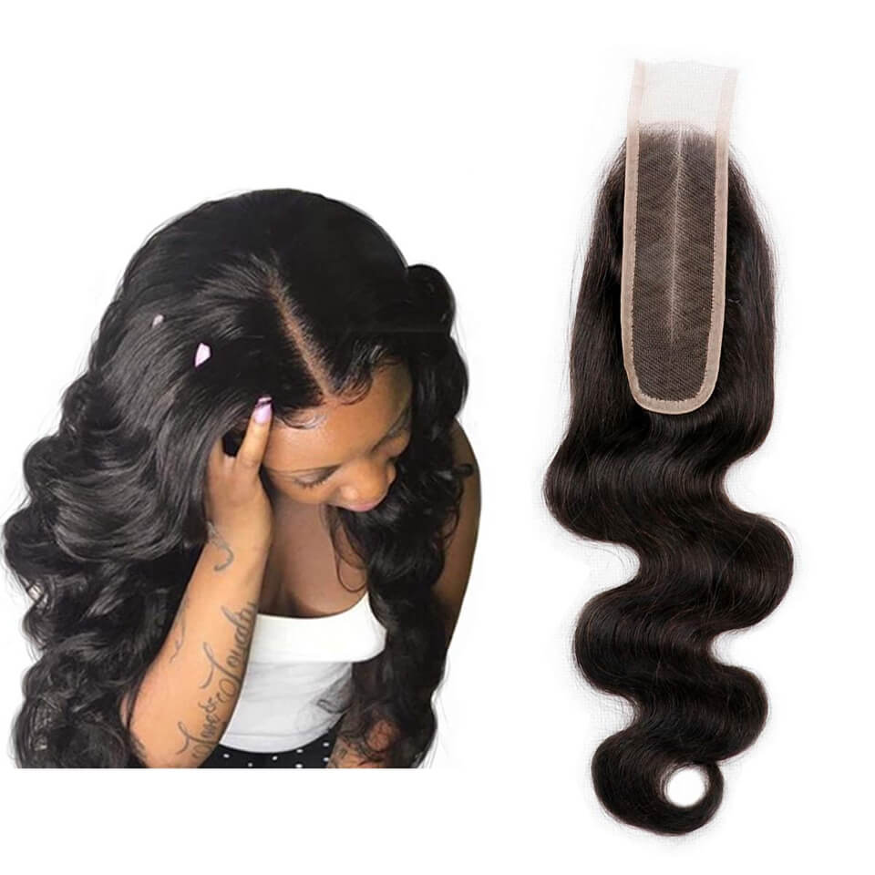 Body Wave 2x6  Lace Closure Middle Part Natural Color Human Hair Closure bling hair