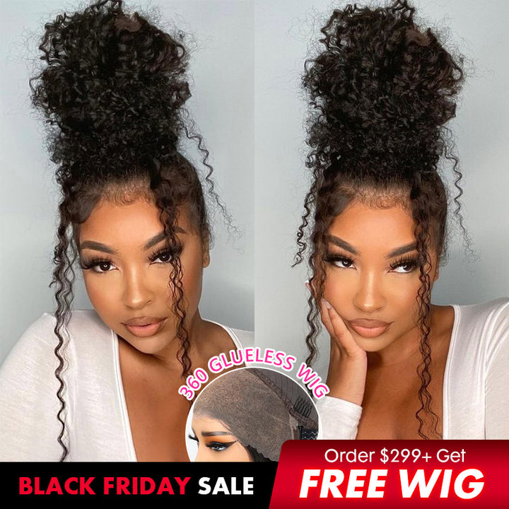 Curly 360 Lace Frontal Wig Preplucked Upgrade Glueless Human Hair Wigs Transparent Lace Wigs