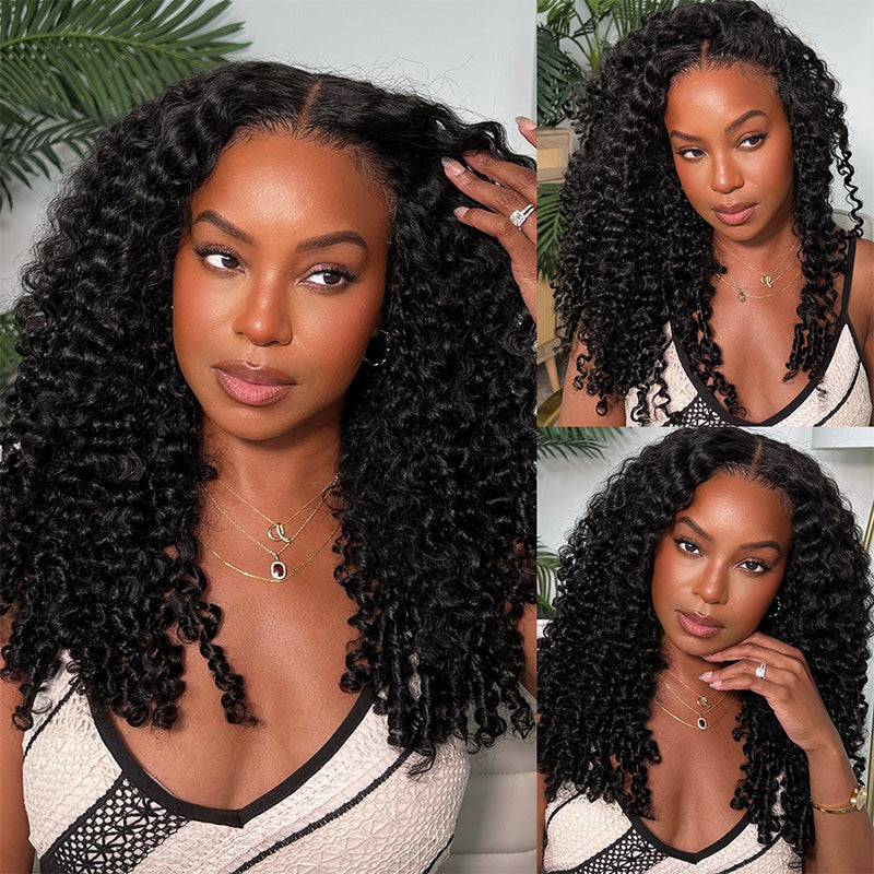 Burmese Curly Pull Go Glueless 13x6 Full Lace Frontal Human Hair Wigs