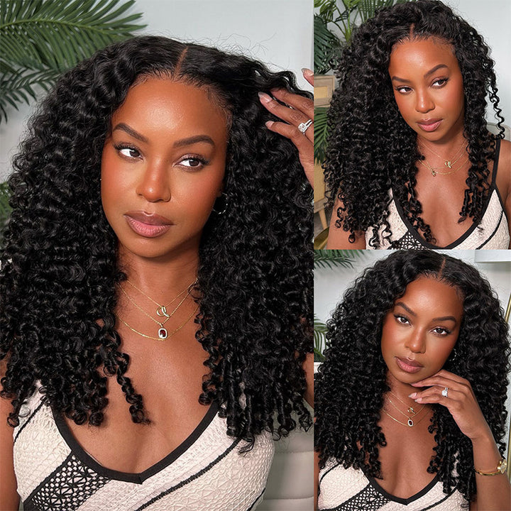 Burmese Curly Pull Go Glueless 13x6 Full Lace Frontal Human Hair Wigs