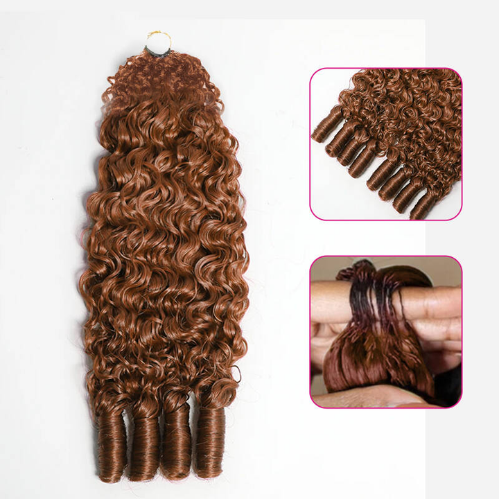 Bling Hair New In Color #30 Light Auburn Burmese Curly Crochet Human Hair for Miracle Knots Plush Texture Time-Saving Wear