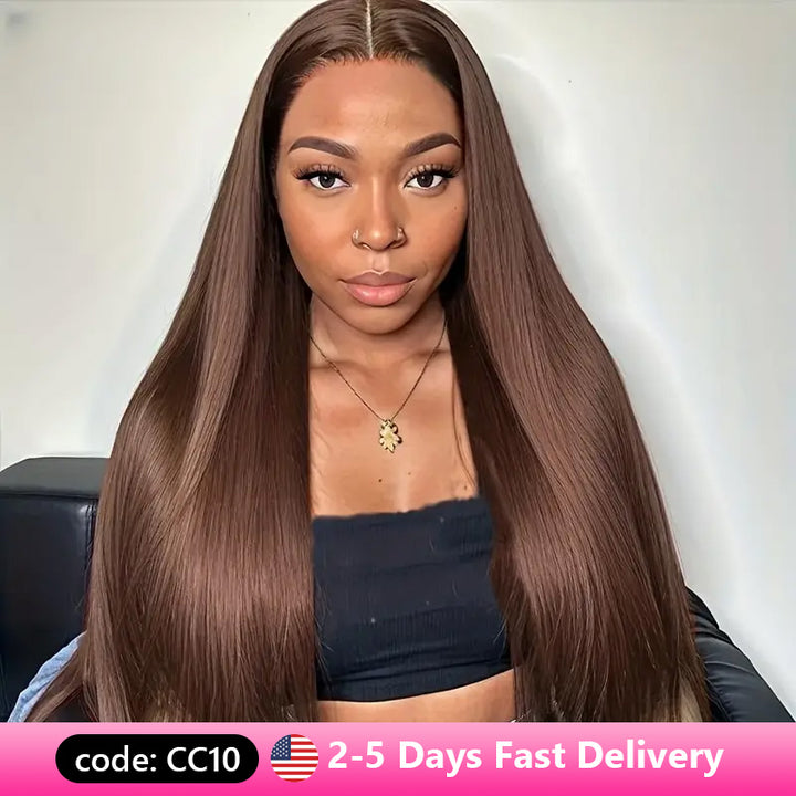 Straight 13x4 13x6 Lace Front Human Hair Wigs Brown Burgundy Ginger