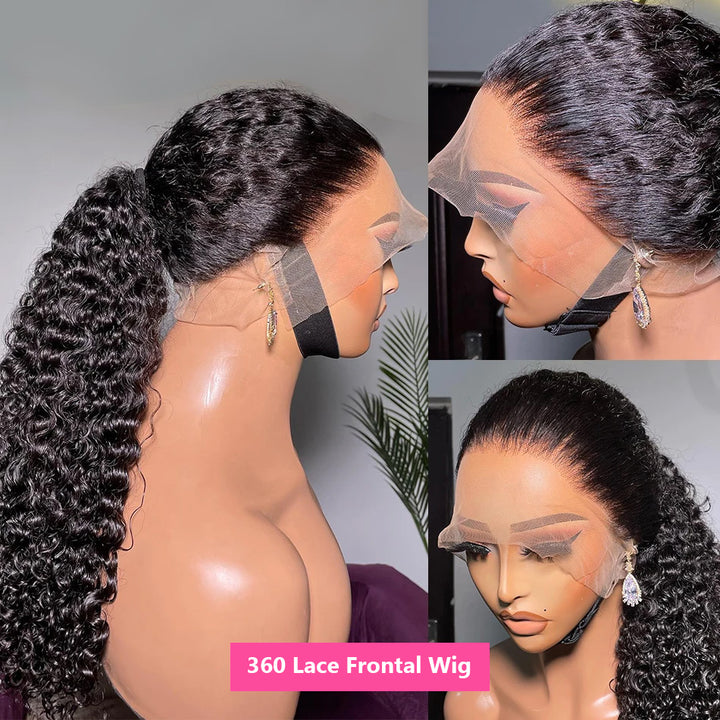 Curly 360 Lace Frontal Wig Preplucked Upgrade Glueless Human Hair Wigs Transparent Lace Wigs