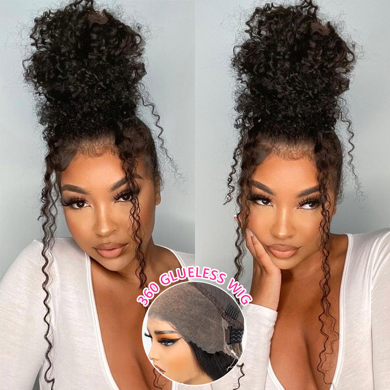 Curly 360 Lace Frontal Wig Preplucked Upgrade Glueless Human Hair Wigs Transparent Lace Wigs