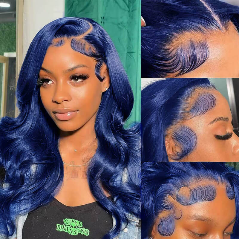 Flawless Blue BlingHair Body Wave Human Hair Wigs Pre Plucked With Baby Hair