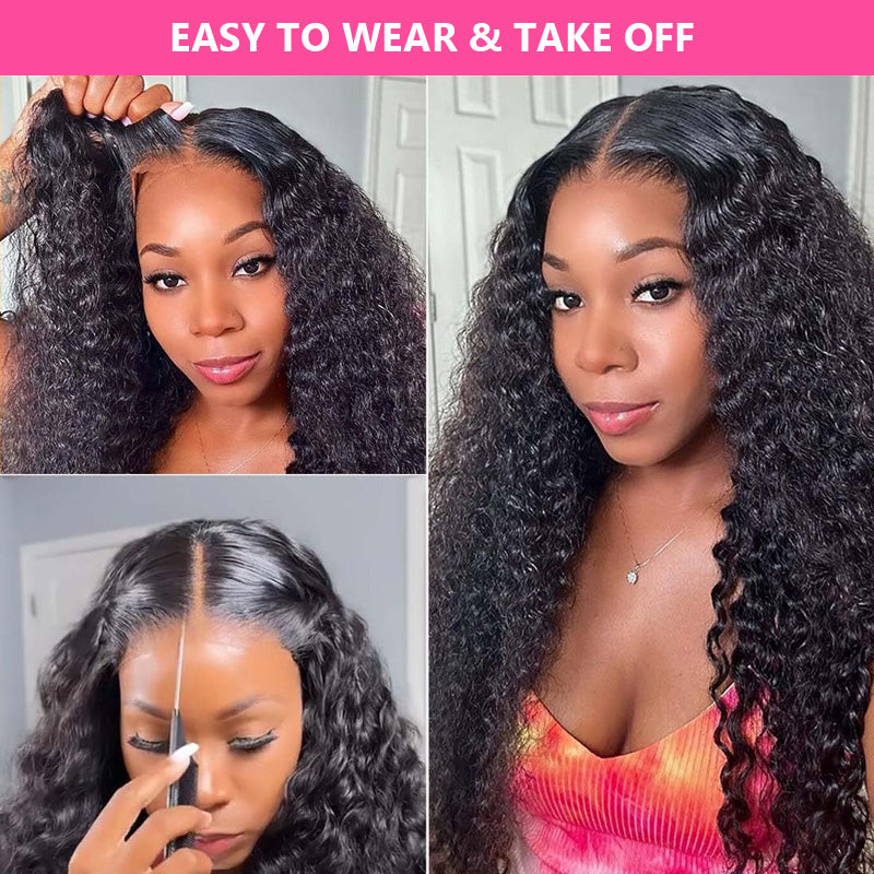 Pre-Everything Glueless 7x5 Lace Closure Human Hair Wigs Deep Wave