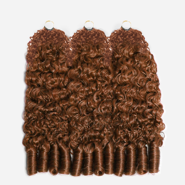 Bling Hair New In Color #30 Light Auburn Burmese Curly Crochet Human Hair for Miracle Knots Plush Texture Time-Saving Wear