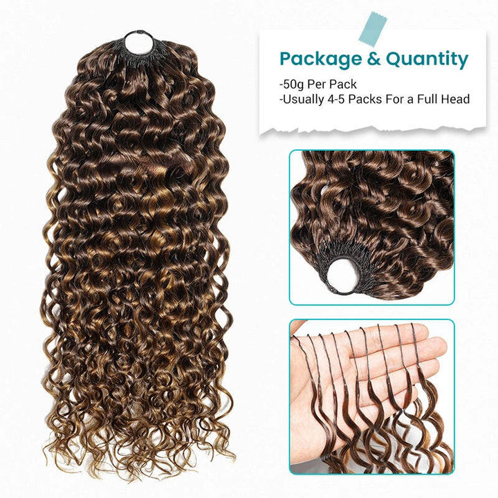 Bling Hair New In Chocolate Brown Water Wave Crochet Hair Machine Made Feather Crochet Human Hair Extension