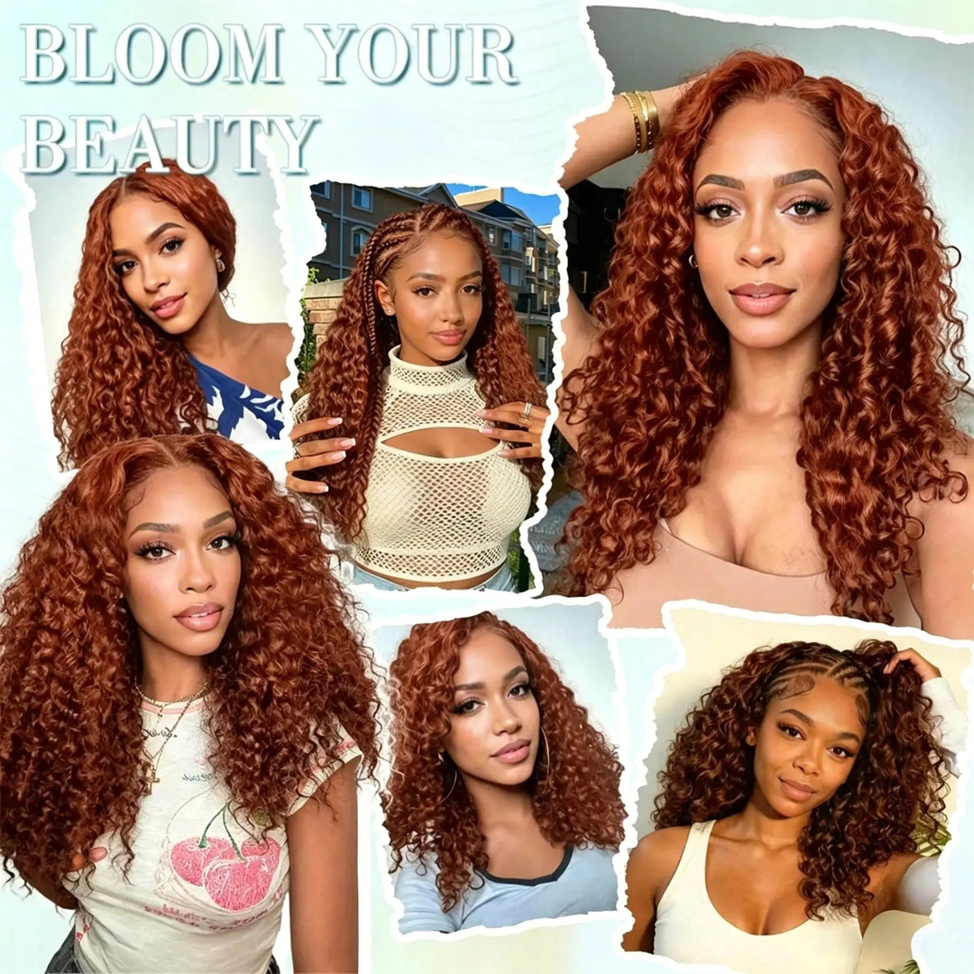 Bling Hair New In #33 Burmese Curly Crochet Human Hair For Black Women Reddish Brown Burmese Curly Crochet Hair Miracle Knots Plush Texture Time-Saving Wear[No Code Needed]