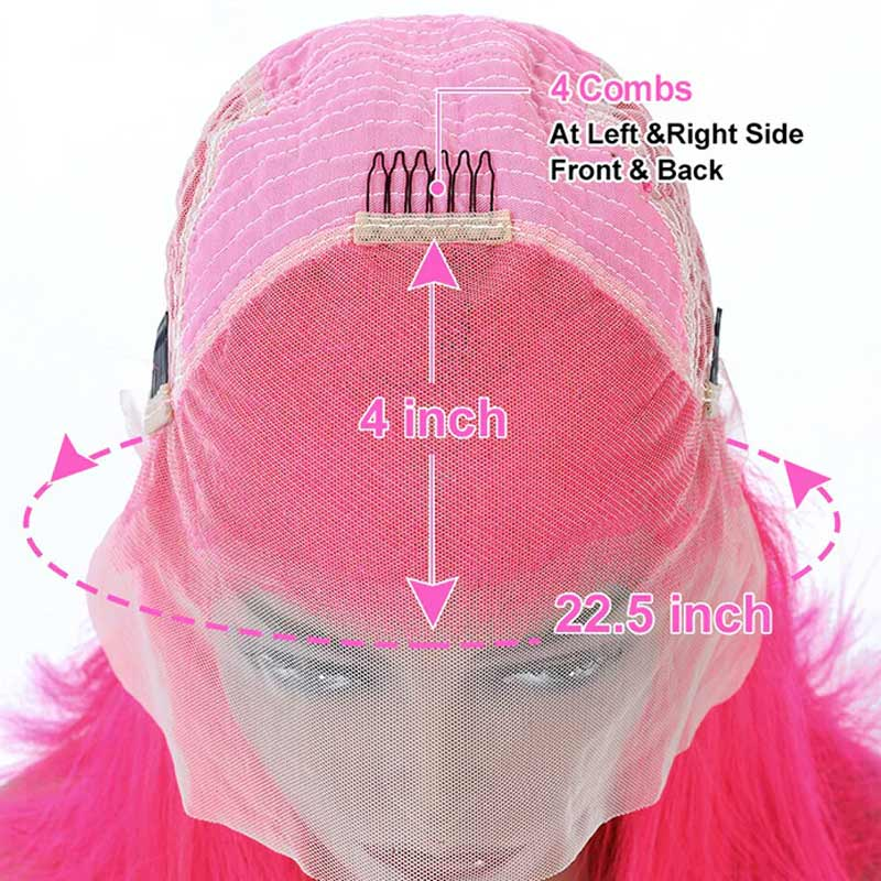 22 inches 13x4 lace light pink straight wig,and 250% density