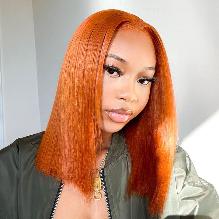 Ginger Wig Brazilian Human Hair Bob Wigs Straight 13x4 Lace Front Human Hair Wigs
