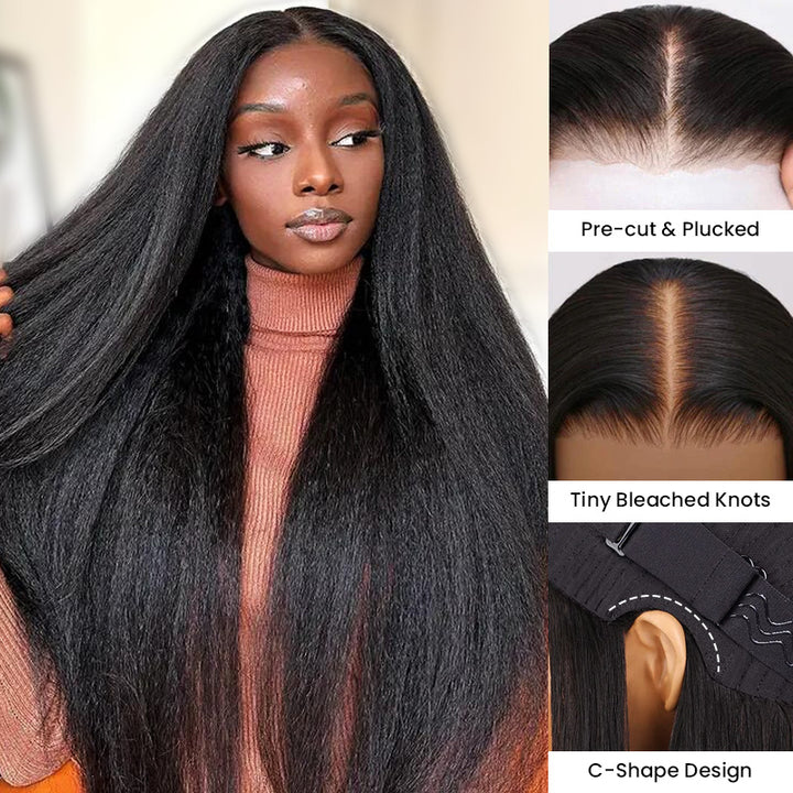 Pre-Everything Kinky Straight Glueless 7x5 6x4 Lace Closure Human Hair Wigs