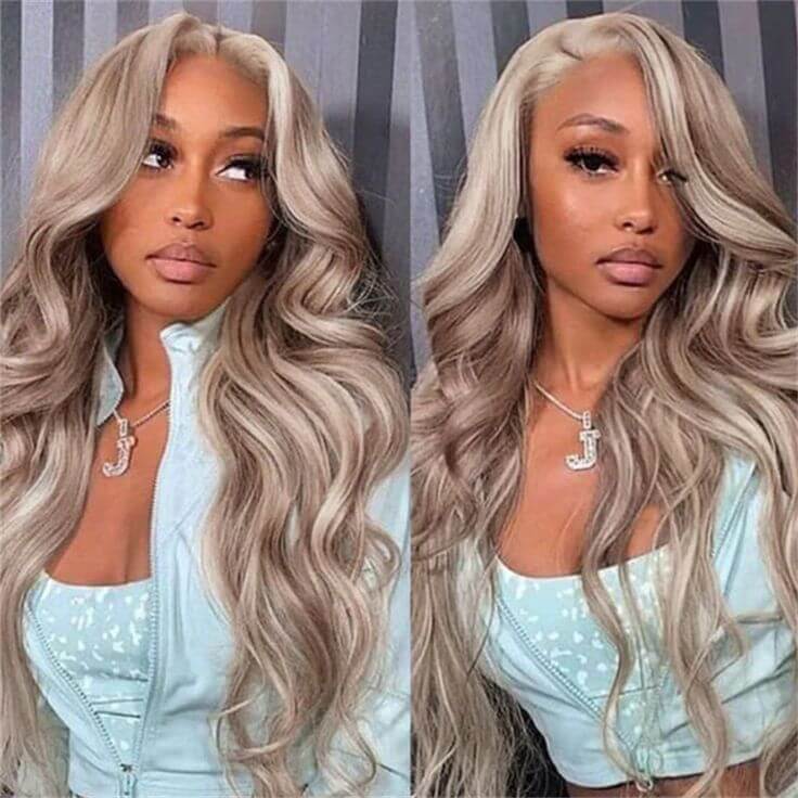 Wear go Blonde Balayage On Brown Body Wave Wigs HD Transparent Lace Human Hair Wig