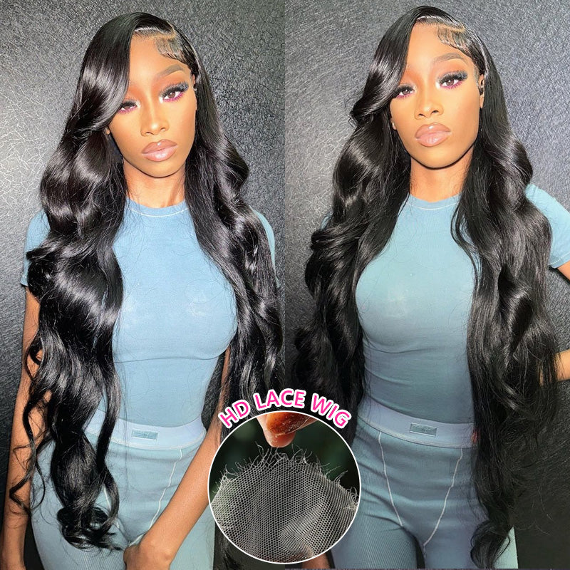 40 pouces de long Body Wave HD Lace Front perruques de cheveux humains