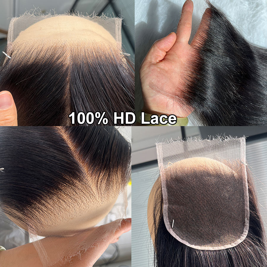 5x5 6x6 7x7 HD Lace Closure Straight Human Hair Transparent Lace Closures Only