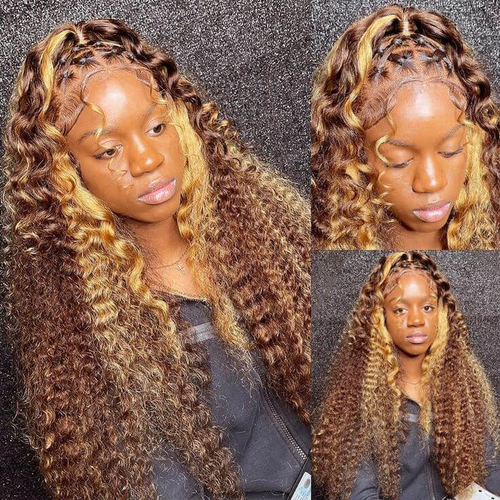 Highlight Deep Wave Transparent Lace Wigs 13x4  / 4x4 Virgin Hair Wigs