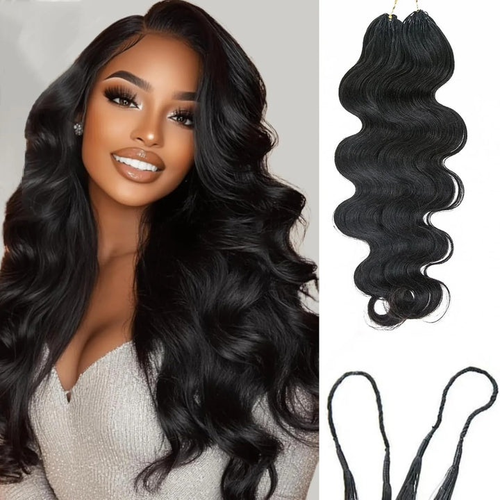 Body Wave Crochet Hair Natural Black Machine Made Feather Crochet Human Hair Extension