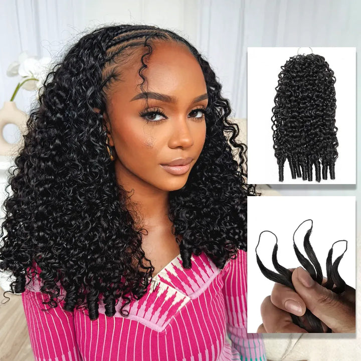 Burmese Curly Crochet Hair Natural Black Machine Made Feather Crochet Human Hair Extension