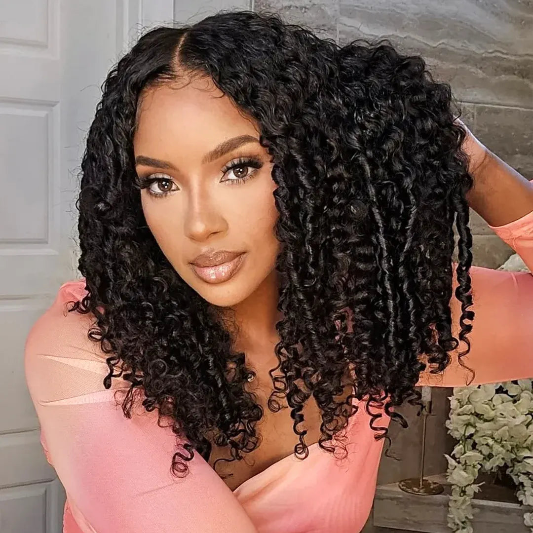 Burmese Curly Crochet Hair Natural Black Machine Made Feather Crochet Human Hair Extension