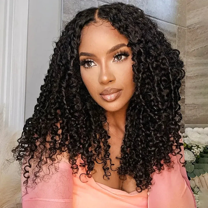 Burmese Curly Crochet Hair Natural Black Machine Made Feather Crochet Human Hair Extension