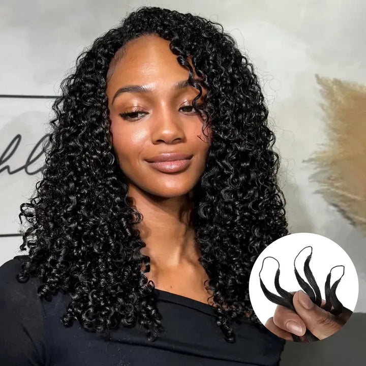 Burmese Curly Crochet Hair Natural Black Machine Made Feather Crochet Human Hair Extension