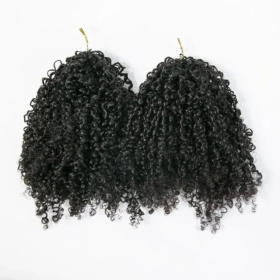 Kinky Curl Crochet Hair Machine Made Natural Black Feather Human Hair Extension