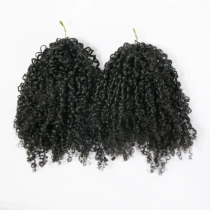Kinky Curl Crochet Hair Machine Made Natural Black Feather Human Hair Extension