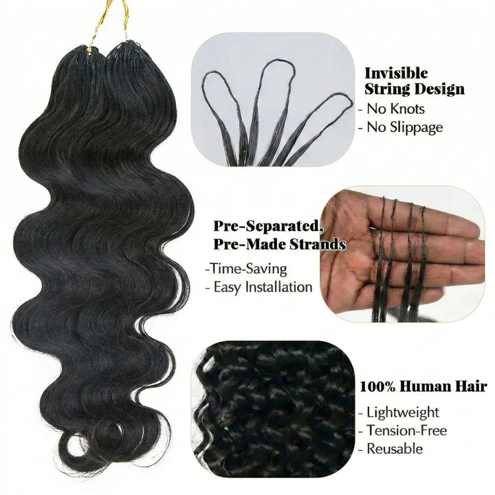 Body Wave Crochet Hair Natural Black Machine Made Feather Crochet Human Hair Extension