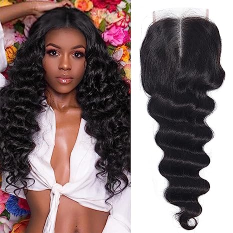 Loose Deep HD 5x5 Lace Closure Pre Plucked with Baby Hair Free Part Hu ...